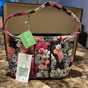 Vera Bradley Pink and Black Floral Shoulder Bag
